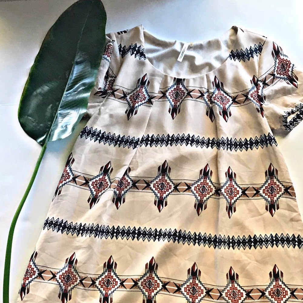 Mittoshop High low dress in tribal print